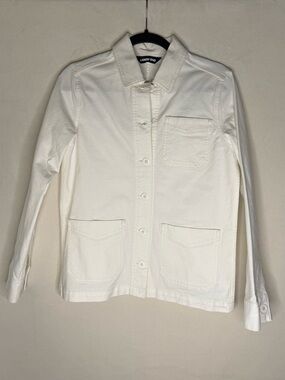 Lands' End Women’s Ivory-White Button Front Jean Jacket